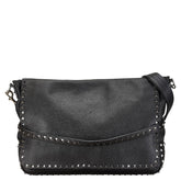 ヴァレンティノ ロックスタッズ 斜め掛け ショルダーバッグ ブラック レザー レディース VALENTINO 【中古】